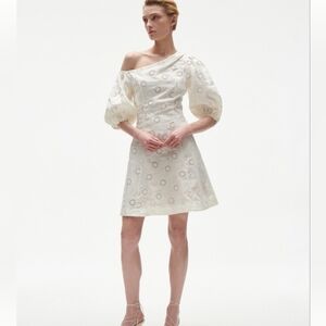 Figue Cream Linen Off The Shoulder Darcy Mini Dress In Chalk NWT